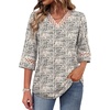 image:imageWIHOLL Womens Tops Eyelet Lace V Neck 34 Bell Sleeve Blouses Dressy Casual Work Shirt 2026 Summer Fall Fashion ClothingCream Houndstooth