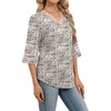 image:imageWIHOLL Womens Tops Eyelet Lace V Neck 34 Bell Sleeve Blouses Dressy Casual Work Shirt 2026 Summer Fall Fashion ClothingCream Houndstooth