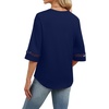 image:imageWIHOLL Womens Tops Eyelet Lace V Neck 34 Bell Sleeve Blouses Dressy Casual Work Shirt 2026 Summer Fall Fashion ClothingNavy Blue