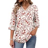 image:imageWIHOLL Womens Tops Eyelet Lace V Neck 34 Bell Sleeve Blouses Dressy Casual Work Shirt 2026 Summer Fall Fashion ClothingPink Paisley