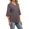 image:imageWIHOLL Womens Tops Eyelet Lace V Neck 34 Bell Sleeve Blouses Dressy Casual Work Shirt 2026 Summer Fall Fashion ClothingPurple Grey