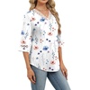 image:imageWIHOLL Womens Tops Eyelet Lace V Neck 34 Bell Sleeve Blouses Dressy Casual Work Shirt 2026 Summer Fall Fashion ClothingWhite Greenery