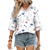 image:imageWIHOLL Womens Tops Eyelet Lace V Neck 34 Bell Sleeve Blouses Dressy Casual Work Shirt 2026 Summer Fall Fashion ClothingWhite Greenery
