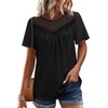 image:imageWIHOLL Womens Tops Short Sleeve Lace Shirts Summer Spring Tops Boho Trendy Beach Vacation Clothes Loose FitBlack