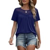 image:imageWIHOLL Womens Tops Short Sleeve Lace Shirts Summer Spring Tops Boho Trendy Beach Vacation Clothes Loose FitNavy Blue