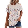 image:imageWIHOLL Womens Tops Short Sleeve Lace Shirts Summer Spring Tops Boho Trendy Beach Vacation Clothes Loose FitPattern Apricot