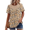 image:imageWIHOLL Womens Tops Short Sleeve Lace Shirts Summer Spring Tops Boho Trendy Beach Vacation Clothes Loose FitPattern Brown