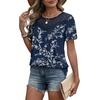 image:imageWIHOLL Womens Tops Short Sleeve Lace Shirts Summer Spring Tops Boho Trendy Beach Vacation Clothes Loose FitPattern Floral Navy