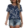 image:imageWIHOLL Womens Tops Short Sleeve Lace Shirts Summer Spring Tops Boho Trendy Beach Vacation Clothes Loose FitPattern Floral Navy