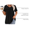 image:imageWIHOLL Womens Tops Short Sleeve T Shirts Pleated Dressy Casual Round Neck Summer Clothes Outfits Blouses Loose FitAblack