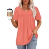 image:imageWIHOLL Womens Tops Short Sleeve T Shirts Pleated Dressy Casual Round Neck Summer Clothes Outfits Blouses Loose FitAcroal