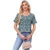 image:imageWIHOLL Womens Tops Short Sleeve T Shirts Pleated Dressy Casual Round Neck Summer Clothes Outfits Blouses Loose FitBlack Print