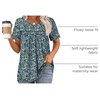 image:imageWIHOLL Womens Tops Short Sleeve T Shirts Pleated Dressy Casual Round Neck Summer Clothes Outfits Blouses Loose FitBlack Print