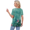 image:imageWIHOLL Womens Tops Short Sleeve T Shirts Pleated Dressy Casual Round Neck Summer Clothes Outfits Blouses Loose FitGreen Print