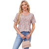 image:imageWIHOLL Womens Tops Short Sleeve T Shirts Pleated Dressy Casual Round Neck Summer Clothes Outfits Blouses Loose FitPink Flower
