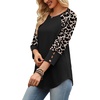 image:imageWIHOLL Womens Tops Summer 34 Sleeve with Buttons Dressy Casual Blouses Color Block Raglan Outfits Fashion Clothing 2026Black Leopard