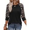 image:imageWIHOLL Womens Tops Summer 34 Sleeve with Buttons Dressy Casual Blouses Color Block Raglan Outfits Fashion Clothing 2026Black Leopard