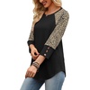 image:imageWIHOLL Womens Tops Summer 34 Sleeve with Buttons Dressy Casual Blouses Color Block Raglan Outfits Fashion Clothing 2026Brown Leopard