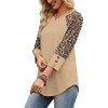 image:imageWIHOLL Womens Tops Summer 34 Sleeve with Buttons Dressy Casual Blouses Color Block Raglan Outfits Fashion Clothing 2026Khaki Leopard