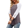 image:imageWIHOLL Womens Tops Summer 34 Sleeve with Buttons Dressy Casual Blouses Color Block Raglan Outfits Fashion Clothing 2026Mocha Grey Purple