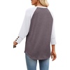 image:imageWIHOLL Womens Tops Summer 34 Sleeve with Buttons Dressy Casual Blouses Color Block Raglan Outfits Fashion Clothing 2026Mocha Grey Purple