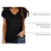 image:imageWIHOLL Womens Tops V Neck Summer Petal Sleeve Casual TshirtsBlack