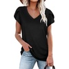 image:imageWIHOLL Womens Tops V Neck Summer Petal Sleeve Casual TshirtsBlack