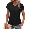 image:imageWIHOLL Womens Tops V Neck Summer Petal Sleeve Casual TshirtsBlack