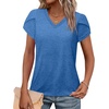 image:imageWIHOLL Womens Tops V Neck Summer Petal Sleeve Casual TshirtsBlue