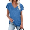 image:imageWIHOLL Womens Tops V Neck Summer Petal Sleeve Casual TshirtsBlue