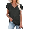 image:imageWIHOLL Womens Tops V Neck Summer Petal Sleeve Casual TshirtsDeepgrey