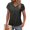 image:imageWIHOLL Womens Tops V Neck Summer Petal Sleeve Casual TshirtsDeepgrey