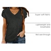 image:imageWIHOLL Womens Tops V Neck Summer Petal Sleeve Casual TshirtsDeepgrey