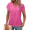 image:imageWIHOLL Womens Tops V Neck Summer Petal Sleeve Casual TshirtsDeeppink