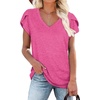image:imageWIHOLL Womens Tops V Neck Summer Petal Sleeve Casual TshirtsDeeppink