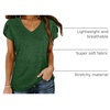image:imageWIHOLL Womens Tops V Neck Summer Petal Sleeve Casual TshirtsGreen