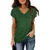 image:imageWIHOLL Womens Tops V Neck Summer Petal Sleeve Casual TshirtsGreen
