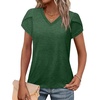 image:imageWIHOLL Womens Tops V Neck Summer Petal Sleeve Casual TshirtsGreen