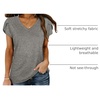 image:imageWIHOLL Womens Tops V Neck Summer Petal Sleeve Casual TshirtsGrey