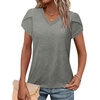 image:imageWIHOLL Womens Tops V Neck Summer Petal Sleeve Casual TshirtsGrey
