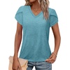 image:imageWIHOLL Womens Tops V Neck Summer Petal Sleeve Casual TshirtsGreygreen