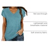 image:imageWIHOLL Womens Tops V Neck Summer Petal Sleeve Casual TshirtsGreygreen