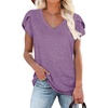 image:imageWIHOLL Womens Tops V Neck Summer Petal Sleeve Casual TshirtsLavender