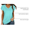 image:imageWIHOLL Womens Tops V Neck Summer Petal Sleeve Casual TshirtsLightgreen