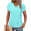 image:imageWIHOLL Womens Tops V Neck Summer Petal Sleeve Casual TshirtsLightgreen