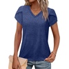 image:imageWIHOLL Womens Tops V Neck Summer Petal Sleeve Casual TshirtsNavy