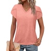 image:imageWIHOLL Womens Tops V Neck Summer Petal Sleeve Casual TshirtsPink