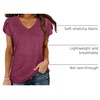 image:imageWIHOLL Womens Tops V Neck Summer Petal Sleeve Casual TshirtsPurple