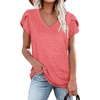 image:imageWIHOLL Womens Tops V Neck Summer Petal Sleeve Casual TshirtsRed