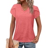 image:imageWIHOLL Womens Tops V Neck Summer Petal Sleeve Casual TshirtsRed